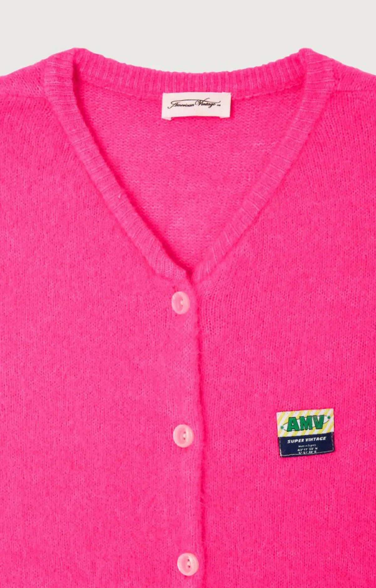 Damen American Vintage |Damencardigan Vitow Neon Pink Meliert
