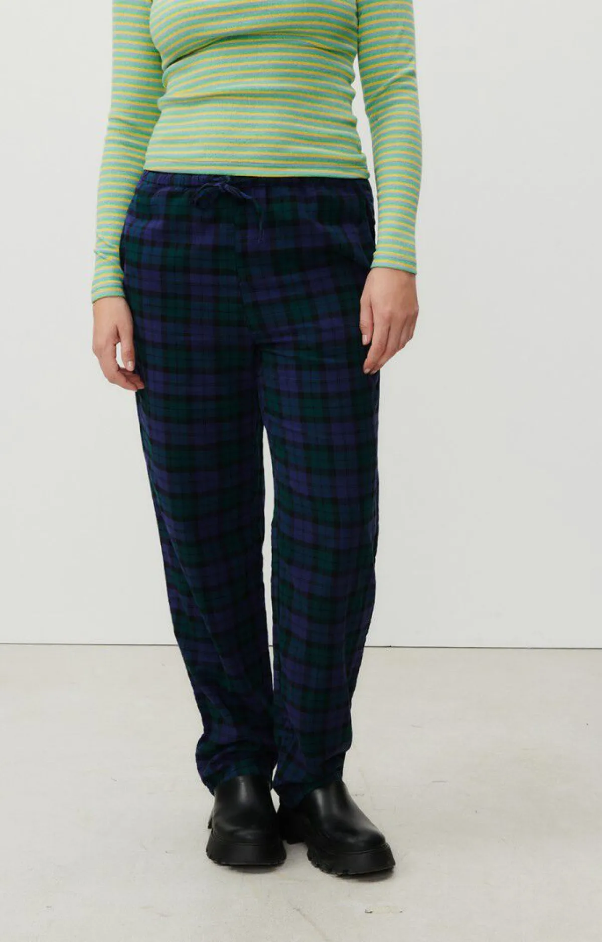 Damen American Vintage |Damenhose Yuzy Gruner Lila Tartan