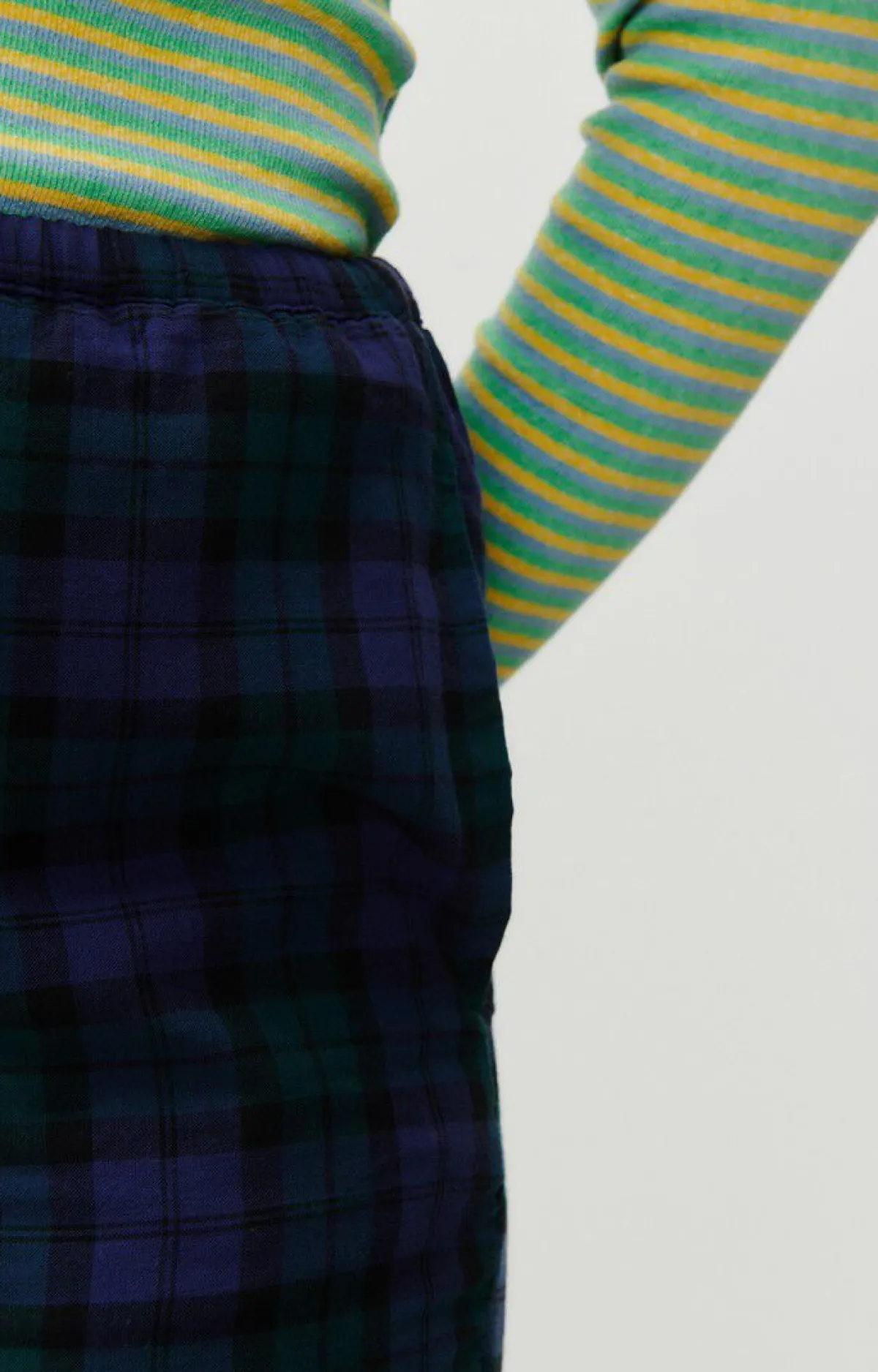 Damen American Vintage |Damenhose Yuzy Gruner Lila Tartan
