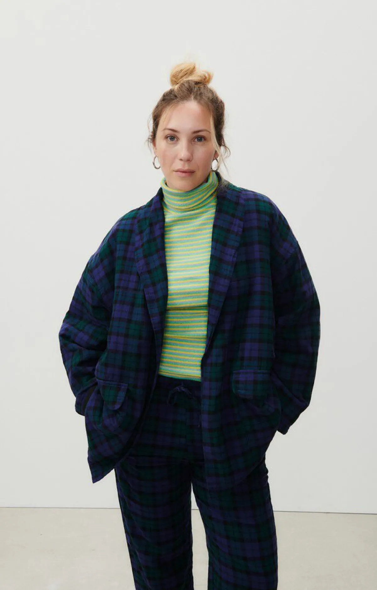 Damen American Vintage |Damenjacke Yuzy Gruner Lila Tartan