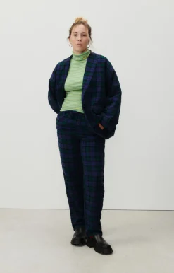 Damen American Vintage |Damenjacke Yuzy Gruner Lila Tartan