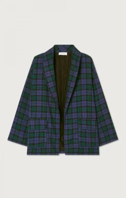 Damen American Vintage |Damenjacke Yuzy Gruner Lila Tartan