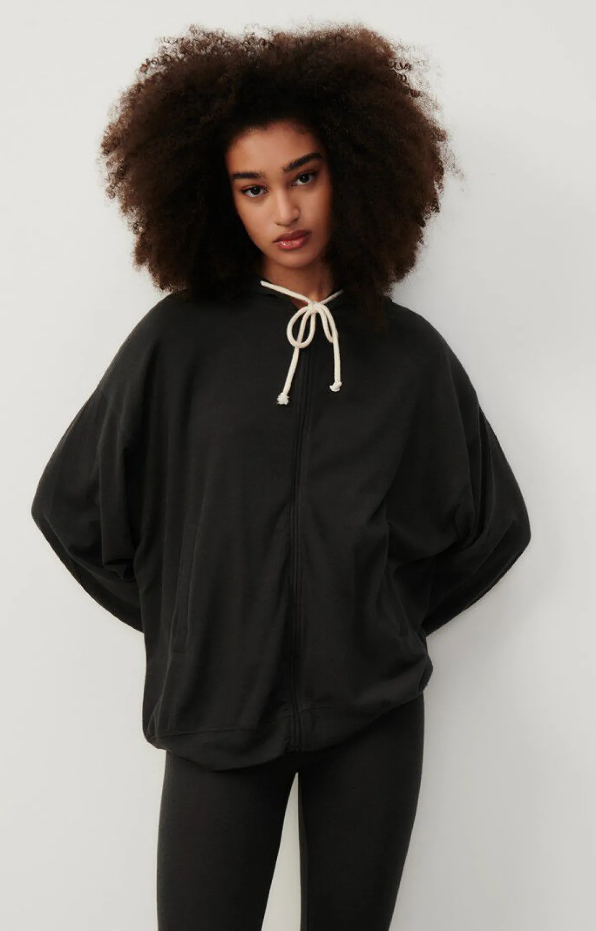Damen American Vintage |Damenkapuzenpullover Ypawood Kohlenstoff Meliert
