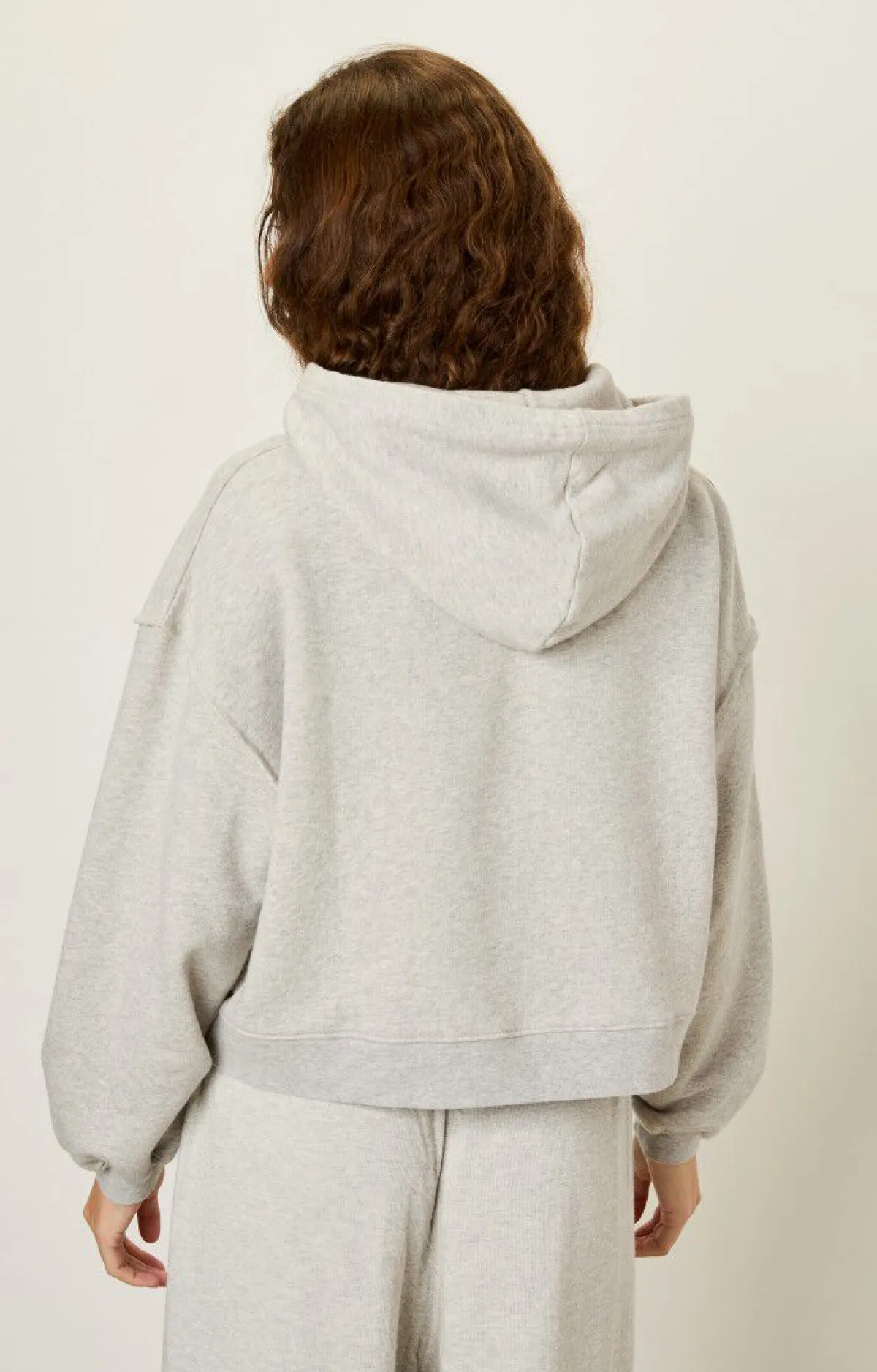 Damen American Vintage |Damenkapuzensweatshirt Ganow Hellgrau Meliert