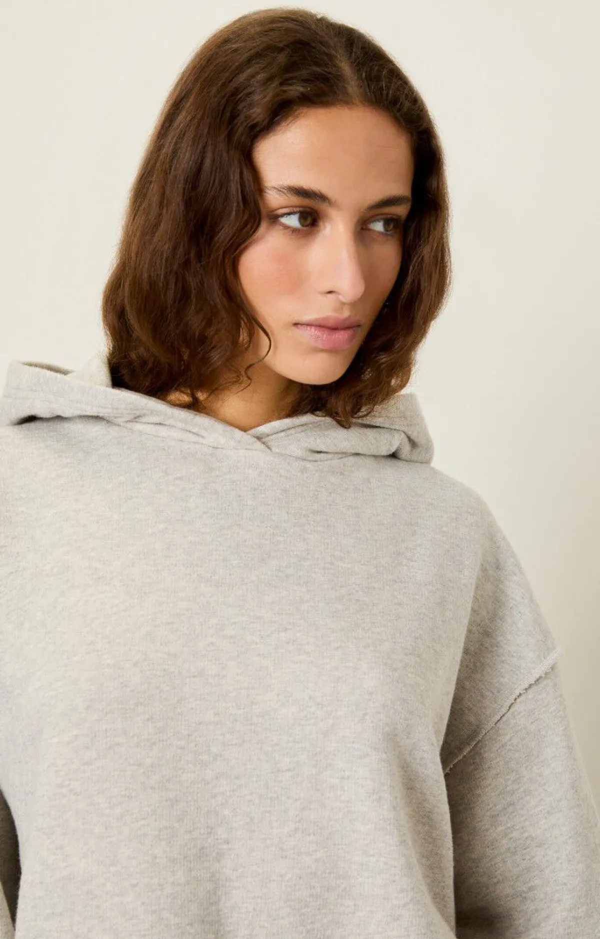Damen American Vintage |Damenkapuzensweatshirt Ganow Hellgrau Meliert