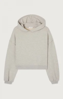 Damen American Vintage |Damenkapuzensweatshirt Ganow Hellgrau Meliert