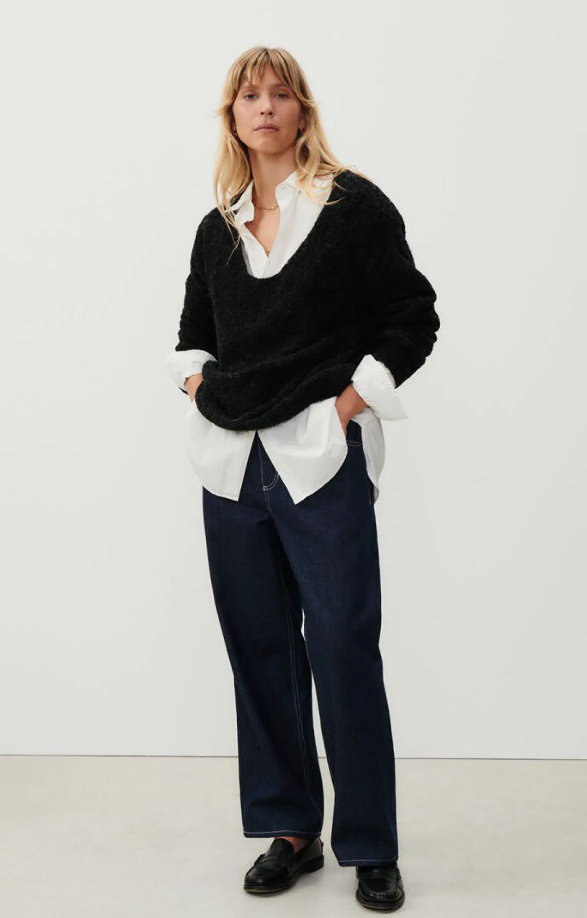 Damen American Vintage |Damenpullover Cikoya Schwarz Meliert
