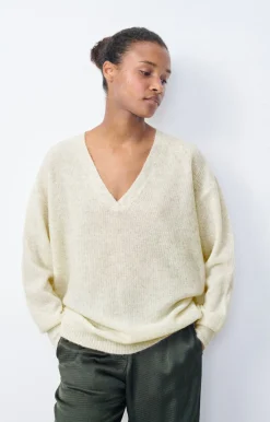 Damen American Vintage |Damenpullover Razpark Ecru Multimeliert