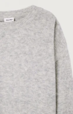 Damen American Vintage |Damenpullover Vitow Hellgrau Meliert