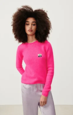 Damen American Vintage |Damenpullover Vitow Neon Pink Meliert