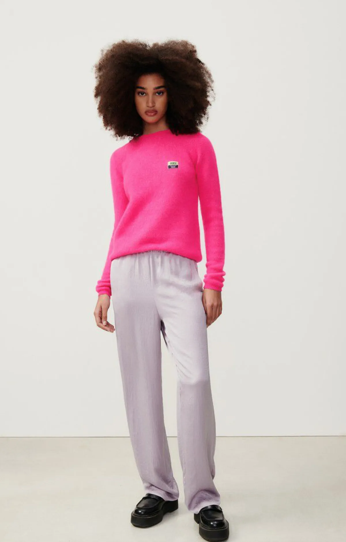 Damen American Vintage |Damenpullover Vitow Neon Pink Meliert