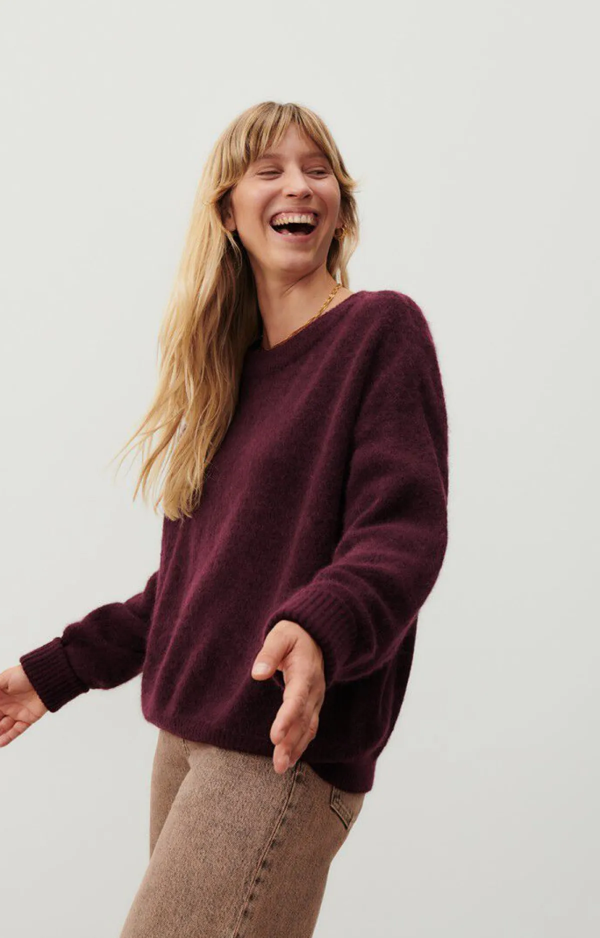 Damen American Vintage |Damenpullover Vitow Mahagoni Meliert
