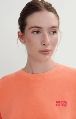 Damen American Vintage |Damensweatshirt Izubird Leuchtendes Orange