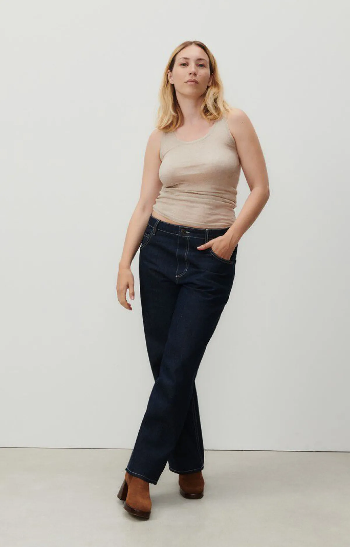 Damen American Vintage |Damentop Massachusetts Creme Meliert