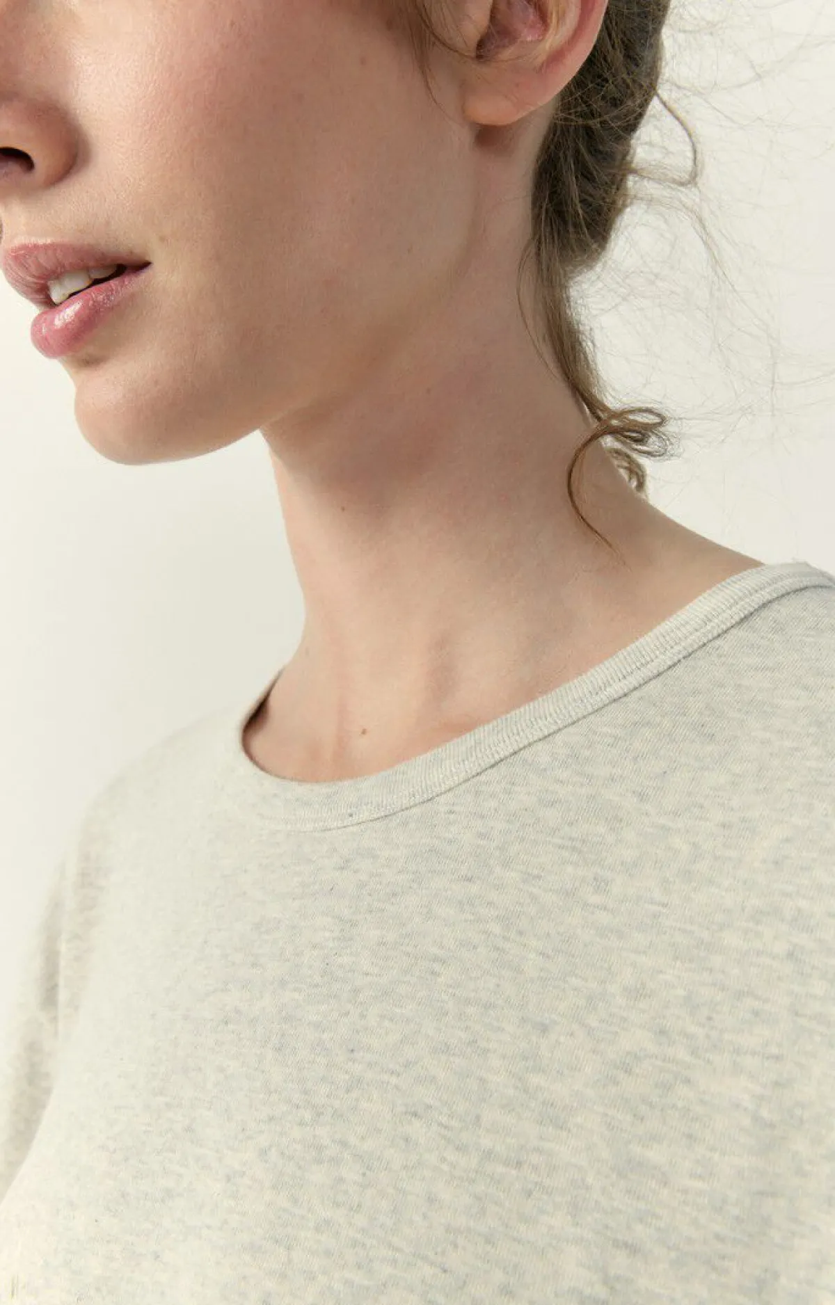 Damen American Vintage |Damen-T-Shirt Bozy Creme Meliert