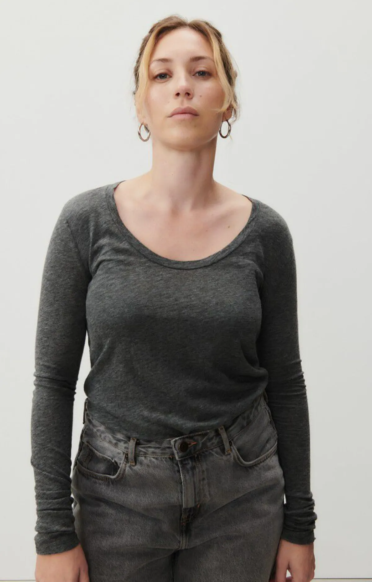 Damen American Vintage |Damen-T-Shirt Jacksonville Anthrazit Meliert