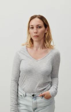Damen American Vintage |Damen-T-Shirt Jacksonville Vlies Meliert