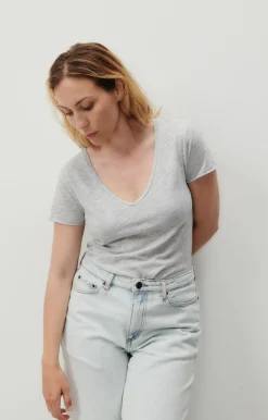 Damen American Vintage |Damen-T-Shirt Jacksonville Vlies Meliert