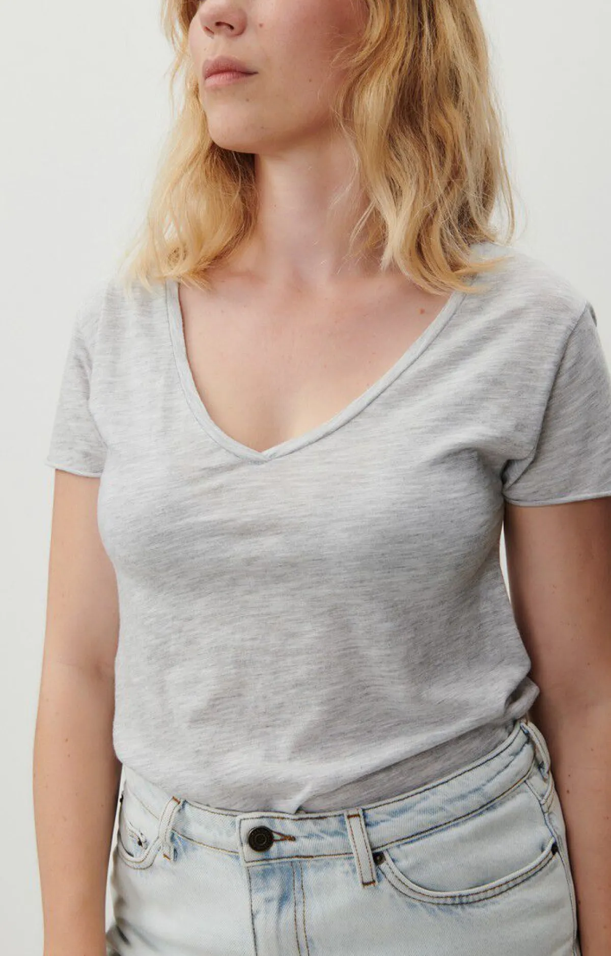 Damen American Vintage |Damen-T-Shirt Jacksonville Vlies Meliert