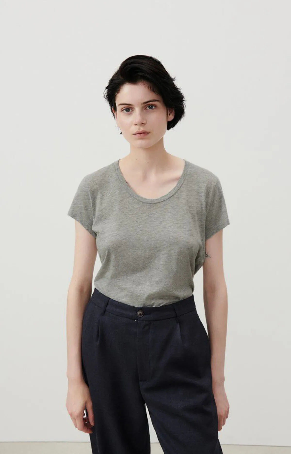 Damen American Vintage |Damen-T-Shirt Jacksonville Grau Meliert