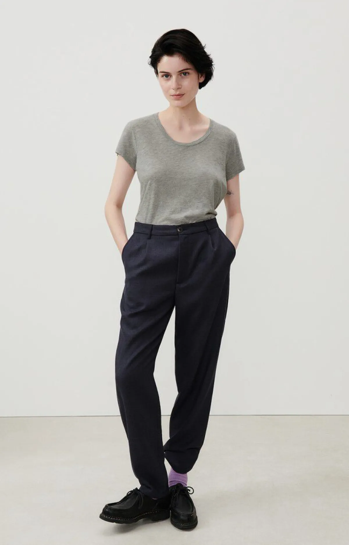 Damen American Vintage |Damen-T-Shirt Jacksonville Grau Meliert