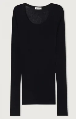 Damen American Vintage |Damen-T-Shirt Massachusetts Schwarz