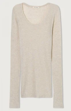 Damen American Vintage |Damen-T-Shirt Massachusetts Creme Meliert