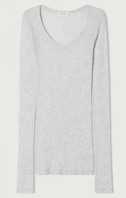 Damen American Vintage |Damen-T-Shirt Massachusetts Grau Meliert