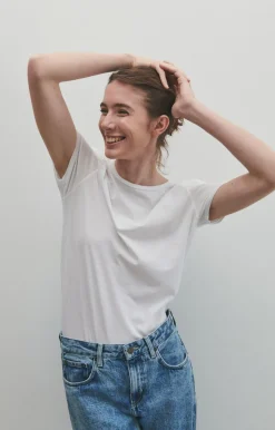 Damen American Vintage |Damen-T-Shirt Vegiflower Weiss