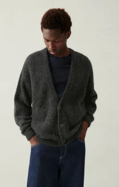 Herren American Vintage |Herrencardigan East Anthrazit Meliert