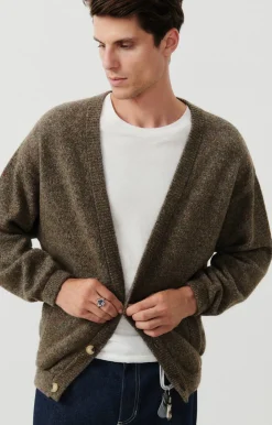 Herren American Vintage |Herrencardigan Pyatury Braun Multimeliert