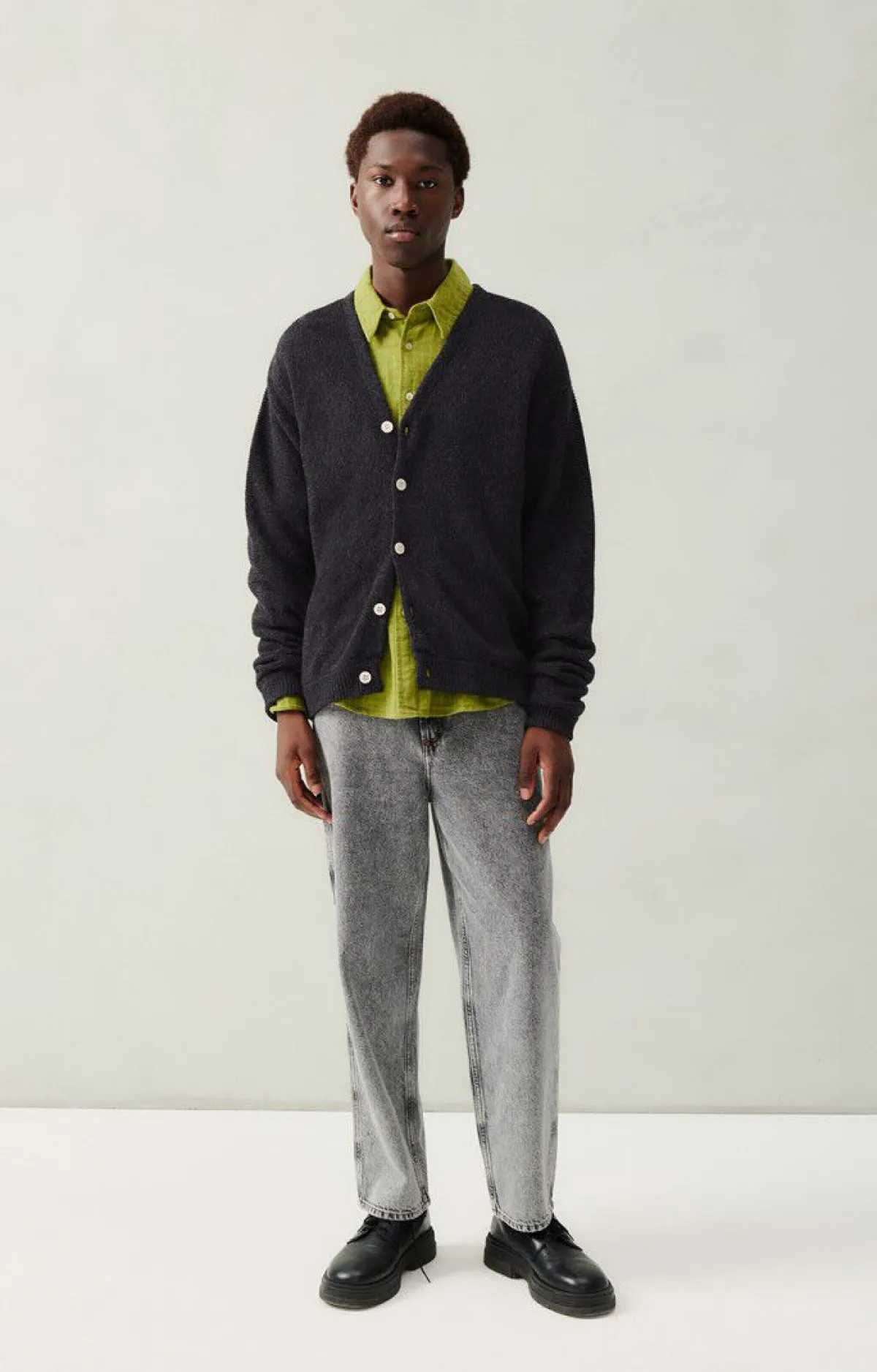 Herren American Vintage |Herrencardigan Voxybay Anthrazit Meliert
