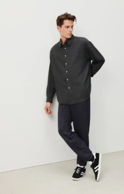 Herren American Vintage |Herrenhemd Dakota Anthrazit Meliert