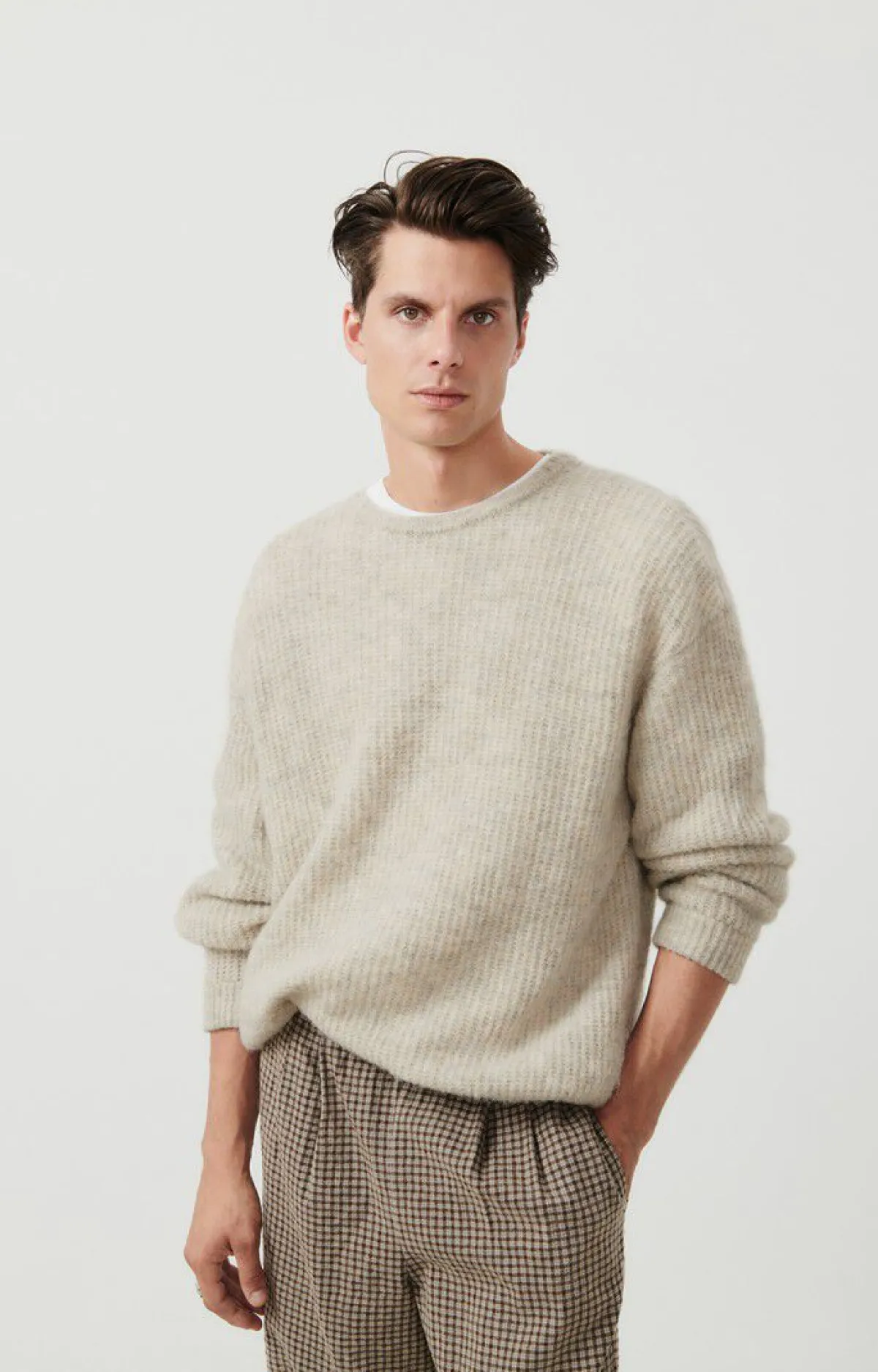 Herren American Vintage |Herrenpullover East Pulverschnee Meliert