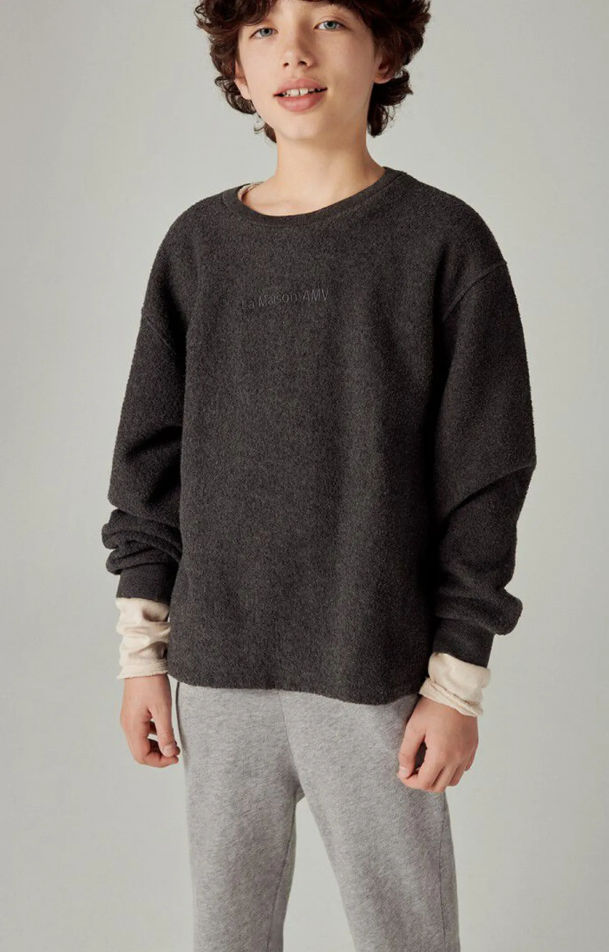 Kinder American Vintage |Kindersweatshirt Bobypark Anthrazit Meliert