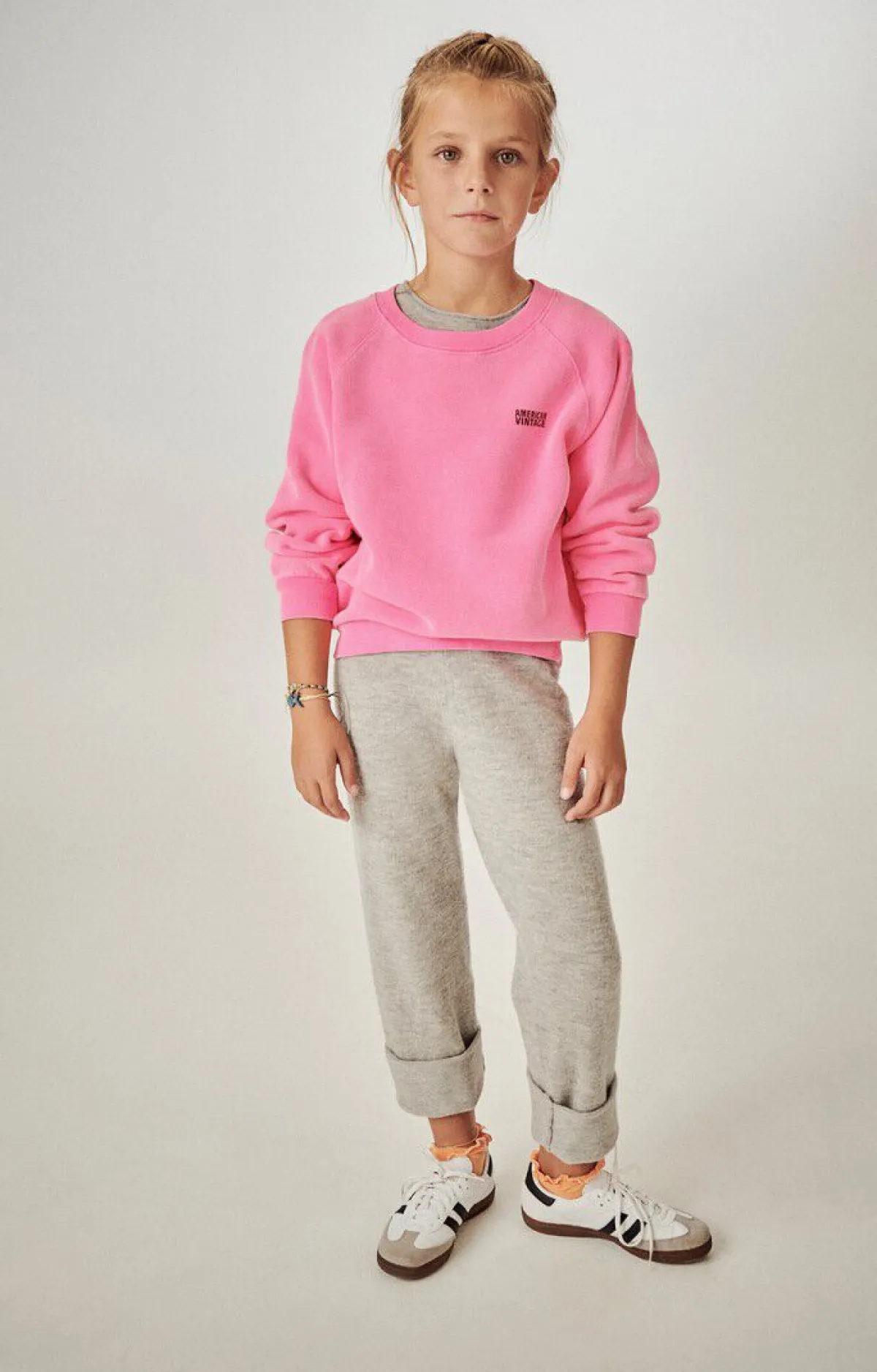 Kinder American Vintage |Kindersweatshirt Izubird Neonpink