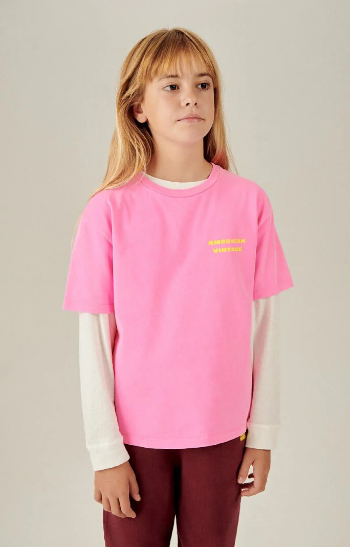 Kinder American Vintage |Kinder-T-Shirt Fizvalley Neonpink