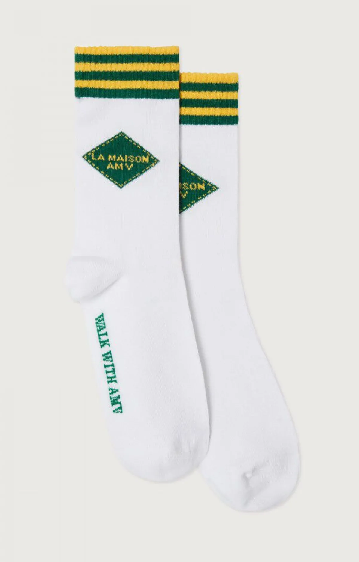 Damen American Vintage |Unisexsocken Clypsun Grun Und Gelb Gestreift